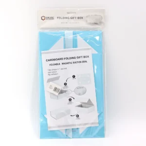 Platt paket presentask med band, medelstor fyrkantig, babyblå 20x18,2x8 cm - produktbild 3