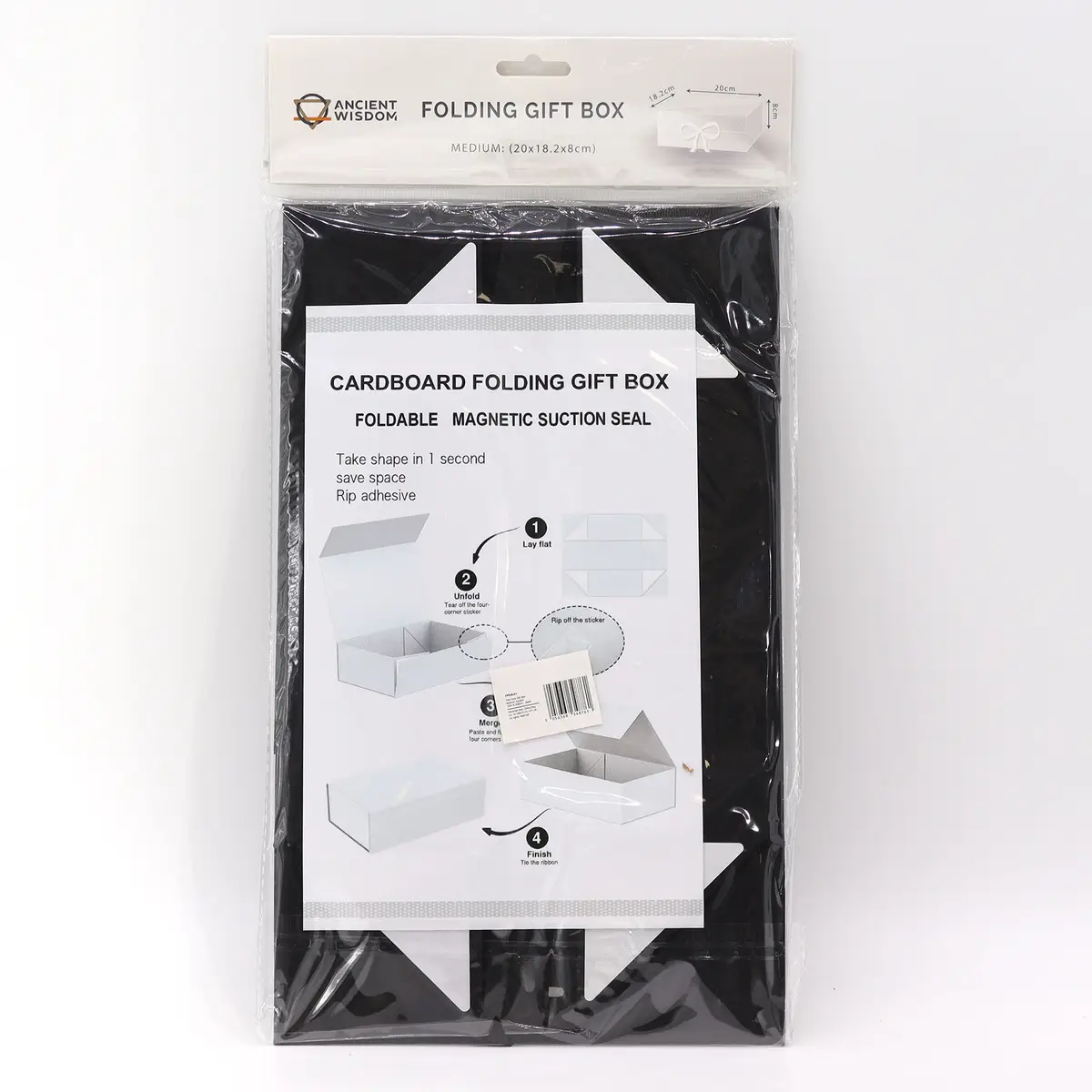 Platt paket presentask medium fyrkantig 20x18,2x8 cm svart - produktbild 2
