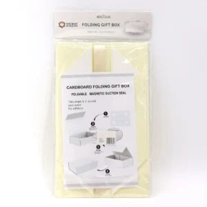Platt presentask med band, medelstor kvadratisk 20x18,2x8 cm, elfenbensvit - produktbild 2