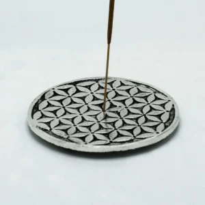 Polerad aluminiumrökelsehållare med Livets blomma-motiv 11 cm - produktbild 2