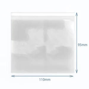 Transparent polyetenpåse med återförslutning och måtten 110x95 mm