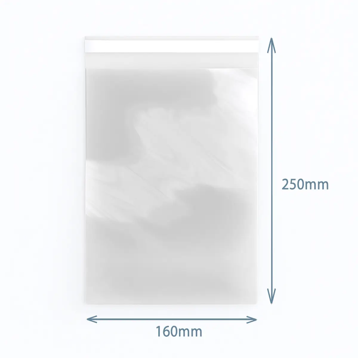 Genomskinlig polyetenpåse med återförslutning och måtten 160x250 mm