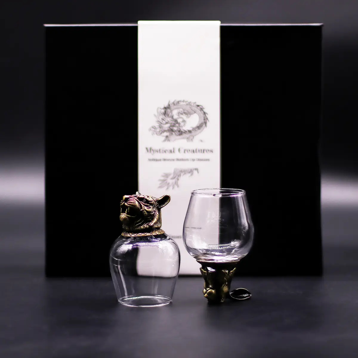 Presentförpackning med 6 snapsglas 100 ml med mystiska varelser i antik brons - produktbild 7