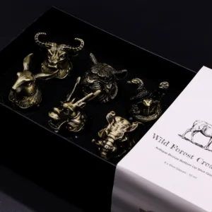 Presentförpackning med 6 snapsglas med mystiska varelser i antik brons - produktbild 9