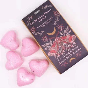 Presentset med hjärtformade badbomber med ylang och rosdoft - produktbild 2