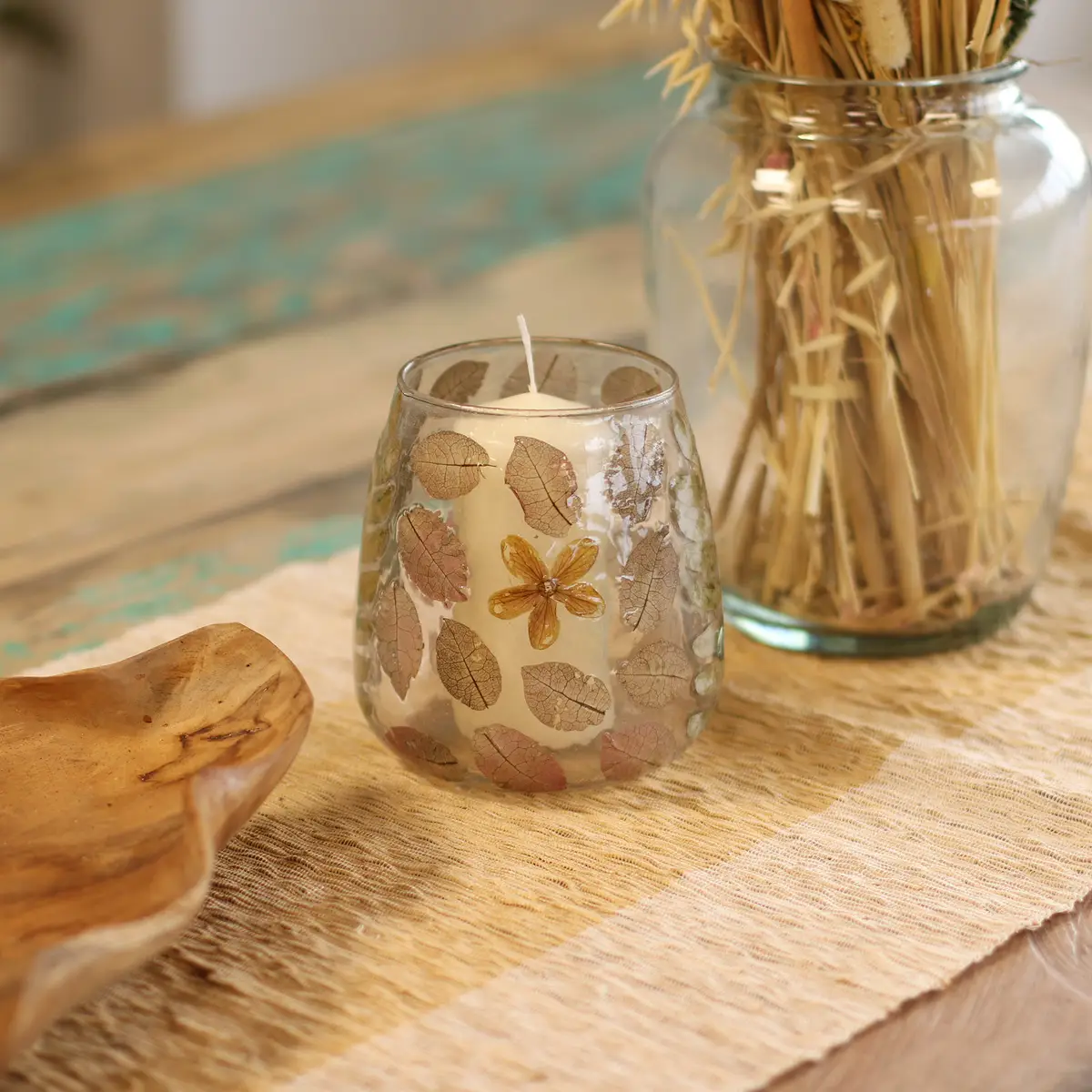 Primavera glasljusstake med torkade blommor 12x11 cm - produktbild 4
