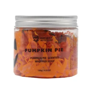 Burk med orange vispad tvål Pumpkin Pie med silverfärgat lock