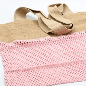 Ren mjuk jute- och bomullsmaskväska i rosa - produktbild 2