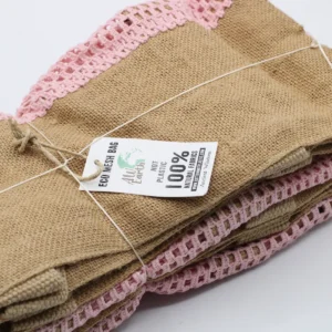 Ren mjuk jute- och bomullsmaskväska i rosa - produktbild 3