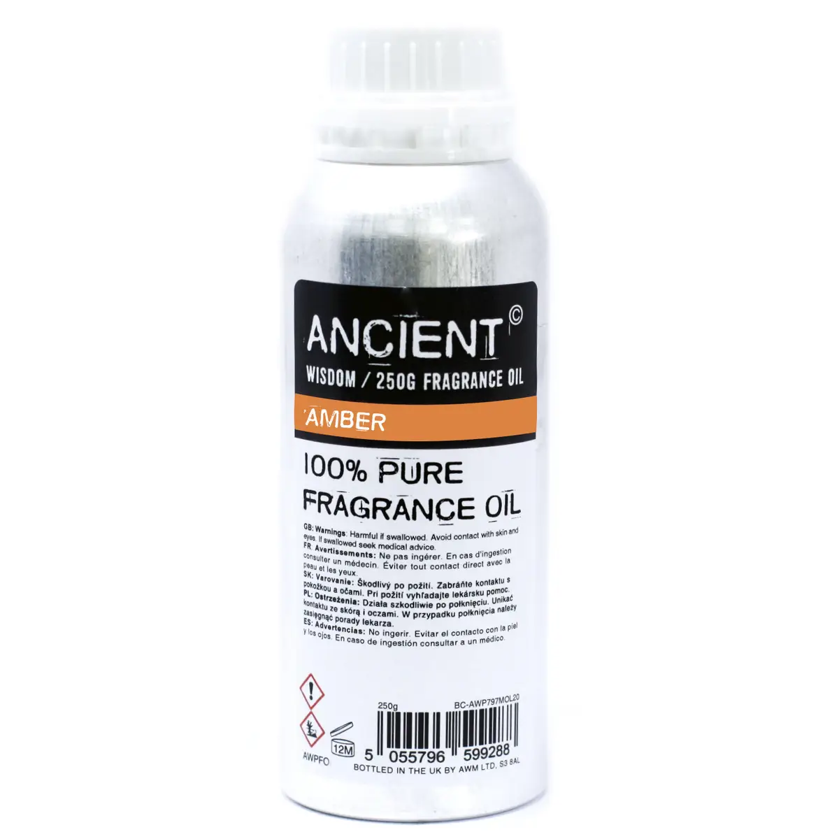 Aluminiumflaska med ren amberdoftolja 250 g