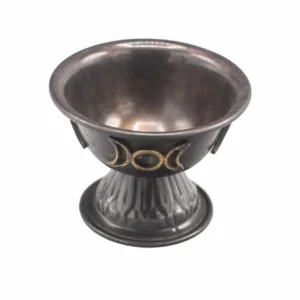 Ritualbägare i antik koppar med trippelmåne 10x8 cm - produktbild 4