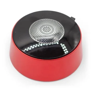 Rund röd och svart bärbar Bluetooth-högtalare med dekorativ mandalaljus LED-ring
