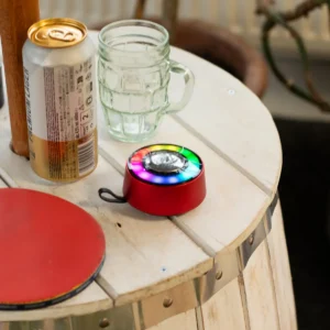 Röd bärbar Bluetooth-högtalare med mandalaljus - produktbild 5