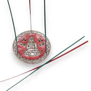 Röd Buddha rökelsehållare i aluminium 10 cm - produktbild 2