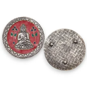 Röd Buddha rökelsehållare i aluminium 10 cm - produktbild 3