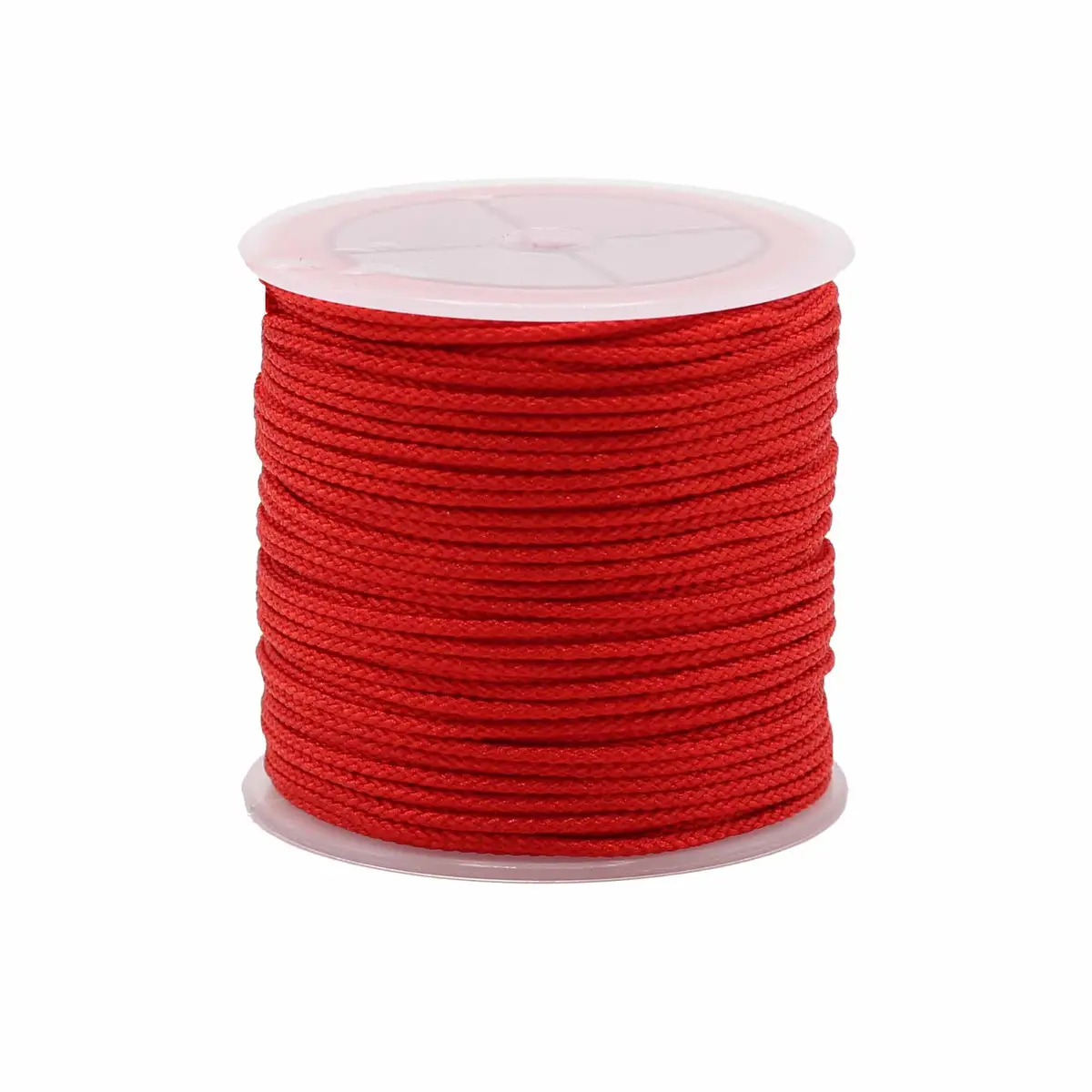 Röd snöre 2 mm tjock på vit plastspole