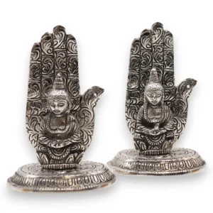 Rökelsehållare i aluminium med Buddha-hand 13x9 cm - produktbild 4