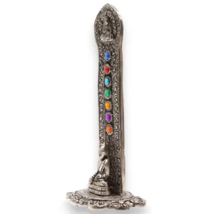 Rökelsehållare i aluminium med Buddha och 7 chakran 16x6x7 cm - produktbild 5