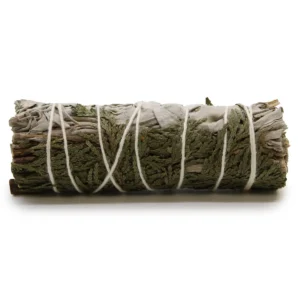 Rökelsesticka med vit salvia och ceder, 10 cm, bunden med vitt snöre
