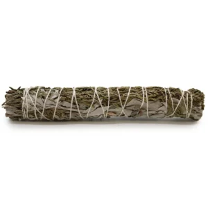 Rökelsesticka med vit salvia och ceder, 22 cm lång, inslagen i snöre