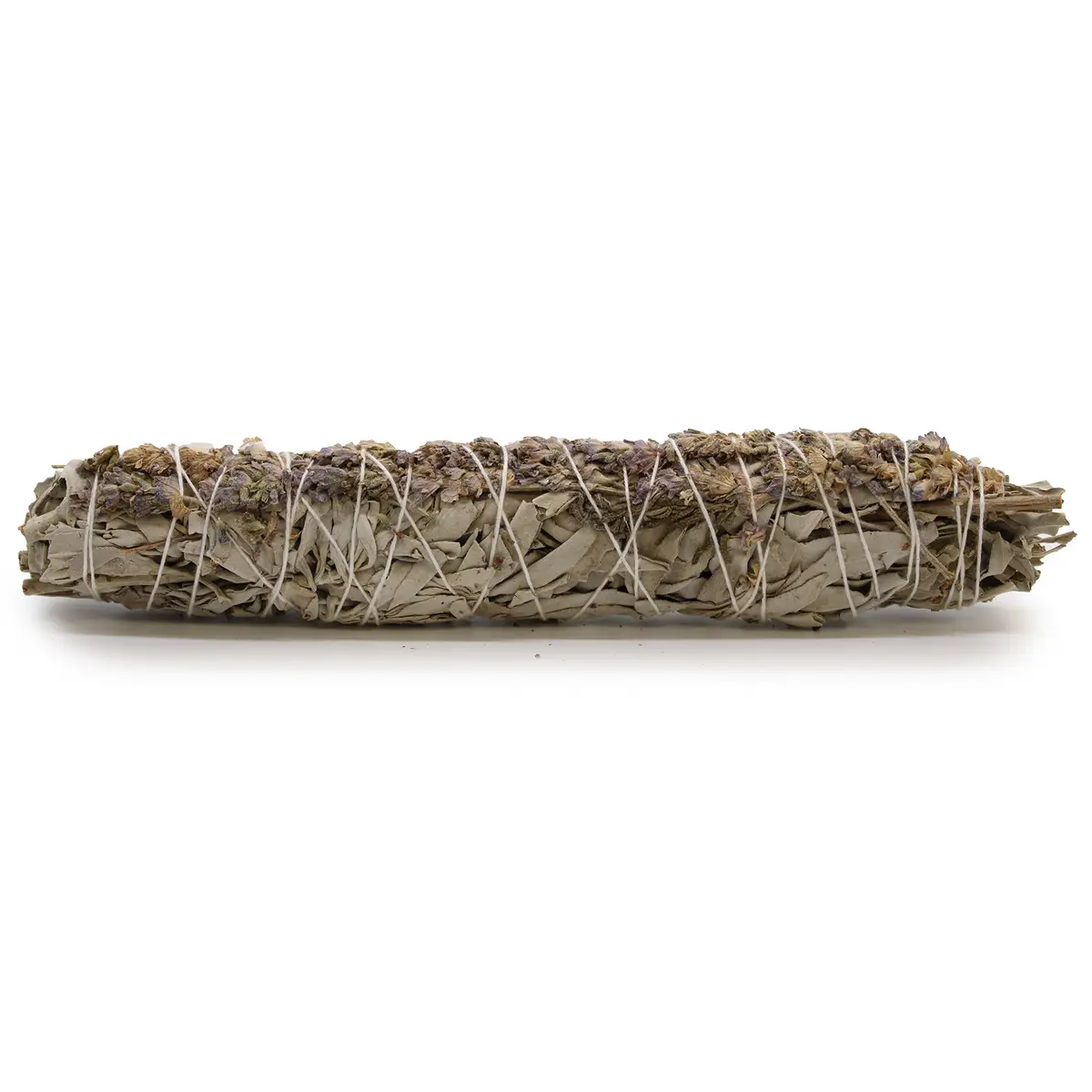 Rökelsesticka med vit salvia och lavendel, 22,5 cm, liggande på vit bakgrund