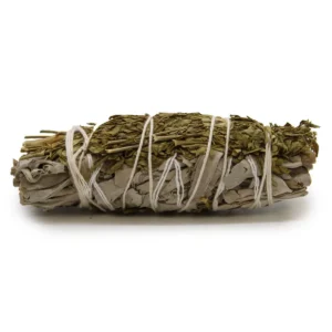 Rökelsesticka med vit salvia och ruda bunden med vitt snöre