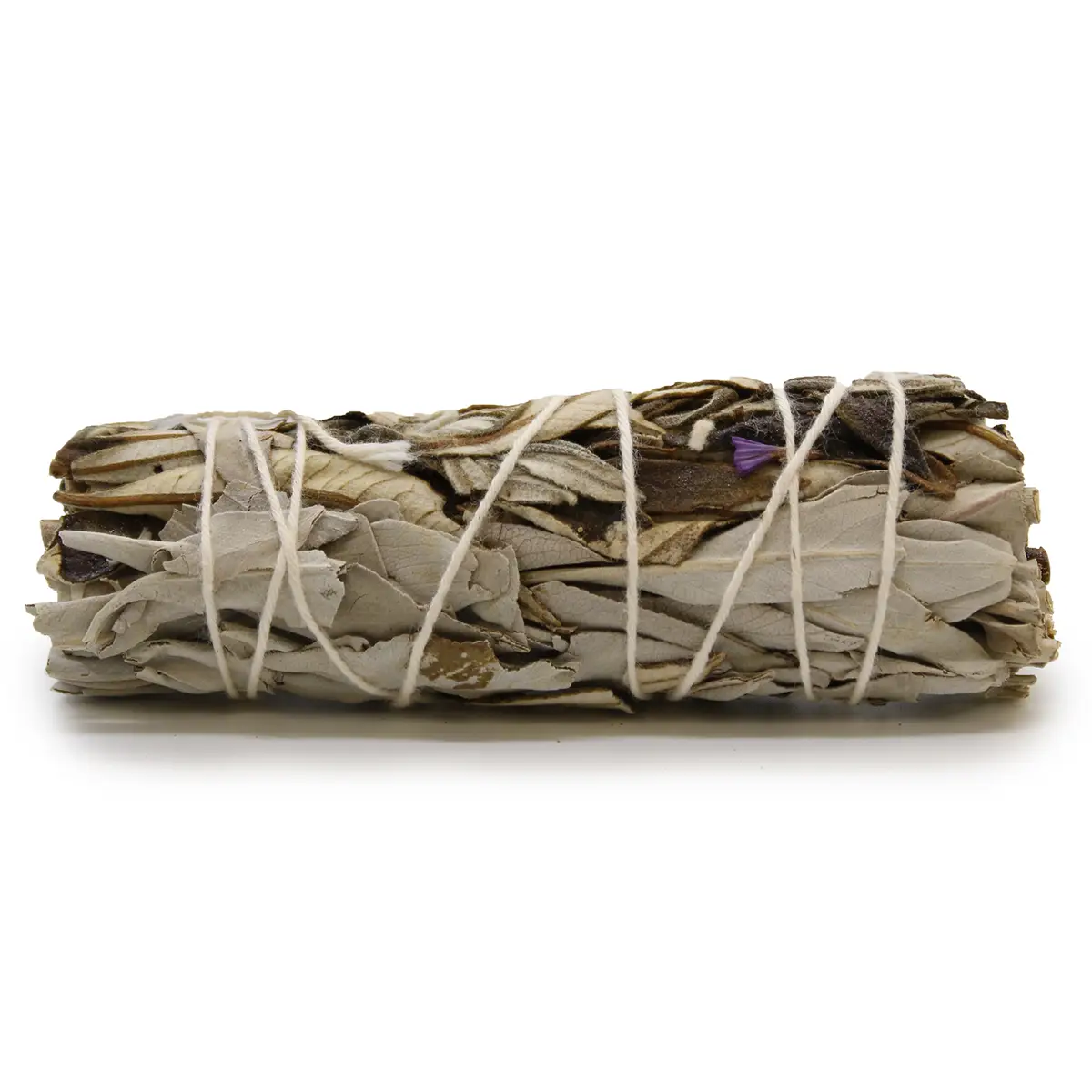 Rökelsesticka med vit salvia och yerba santa, bunden med vitt snöre