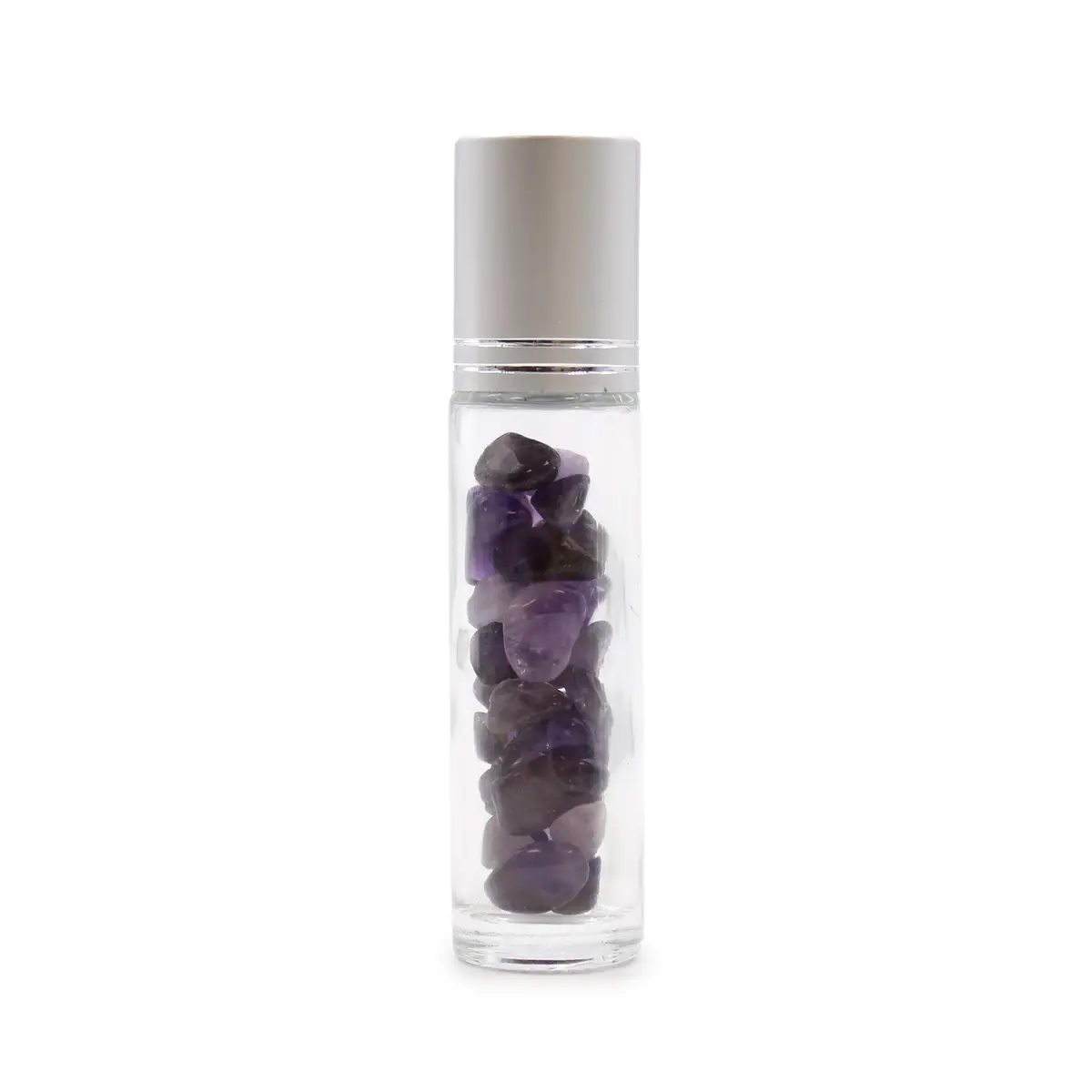 Rollerflaska för eterisk olja med ametist och silverkork, 5 ml - produktbild 4