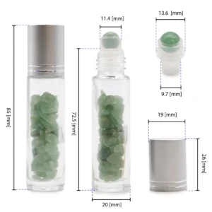 Rollerflaska för eterisk olja med aventurin och silverfärgat lock, 5 ml - produktbild 4
