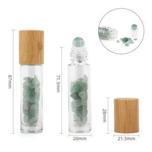Rollerflaska för eterisk olja med aventurin och trälock, 5 ml - produktbild 3