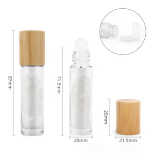 Rollerflaska för eterisk olja med bergkristall och trälock, 5 ml - produktbild 3