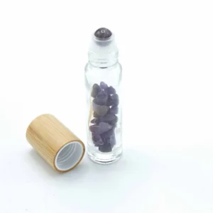 Rollerflaska med ametist och trälock för 5 ml eterisk olja - produktbild 4