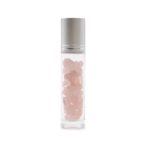 Rollerflaska med rosenkvarts och silverkapsyl för 5 ml eterisk olja - produktbild 2