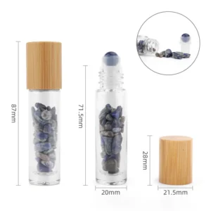 Rollerflaska med sodalit och trälock för 5 ml eterisk olja - produktbild 3