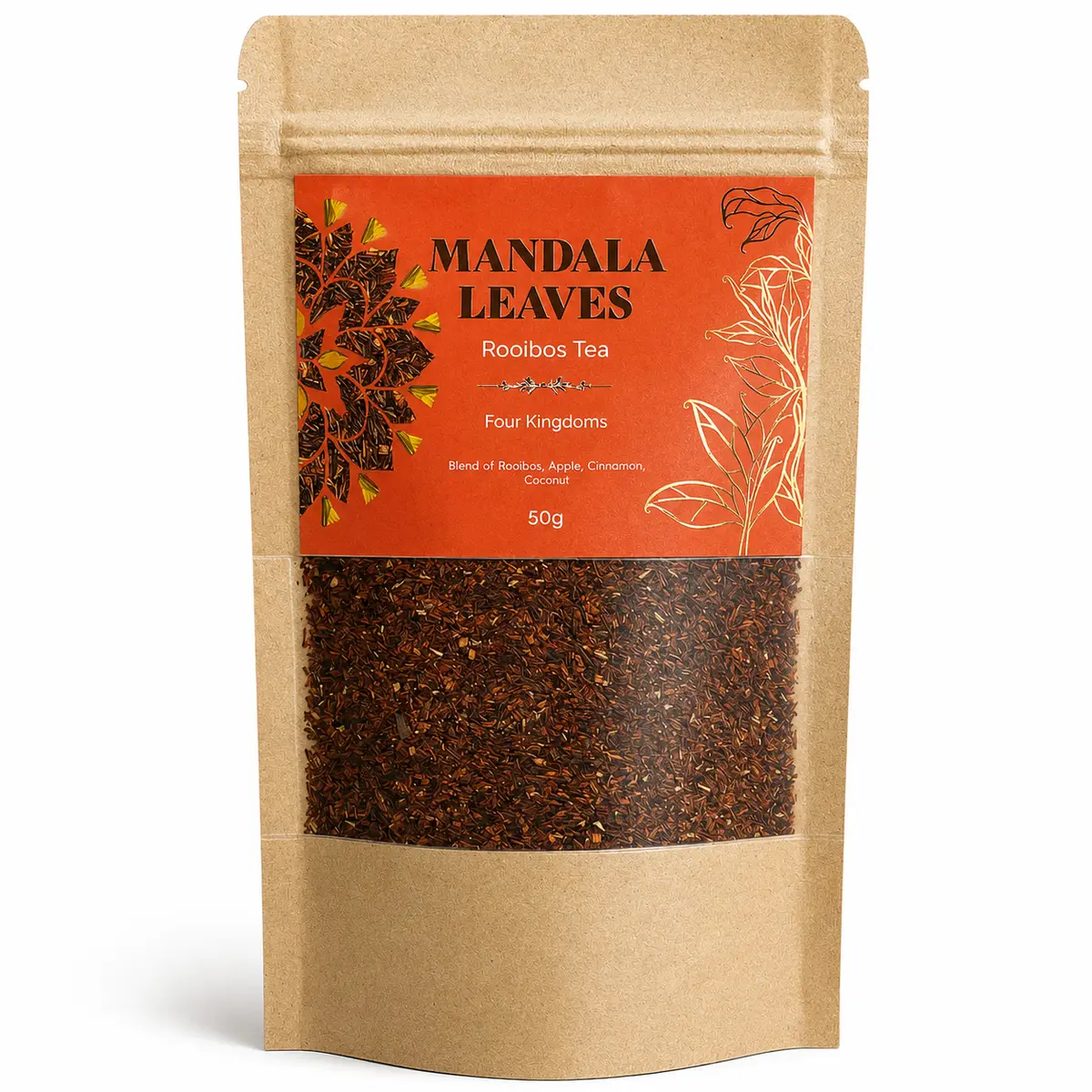 Påse med rooibos-te med äpple och kanel i lösvikt, 50 gram