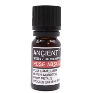 Flaska med rosabsolut eterisk olja 10 ml med svart lock