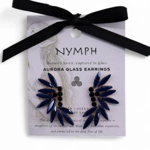Royal Blue vintage glasörhängen med stål - produktbild 5