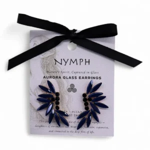 Royal Blue vintage glasörhängen med stål - produktbild 6