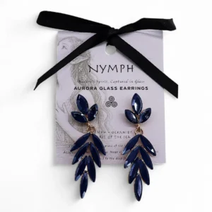 Royal Blue vintageglasörhängen med långa droppar - produktbild 3