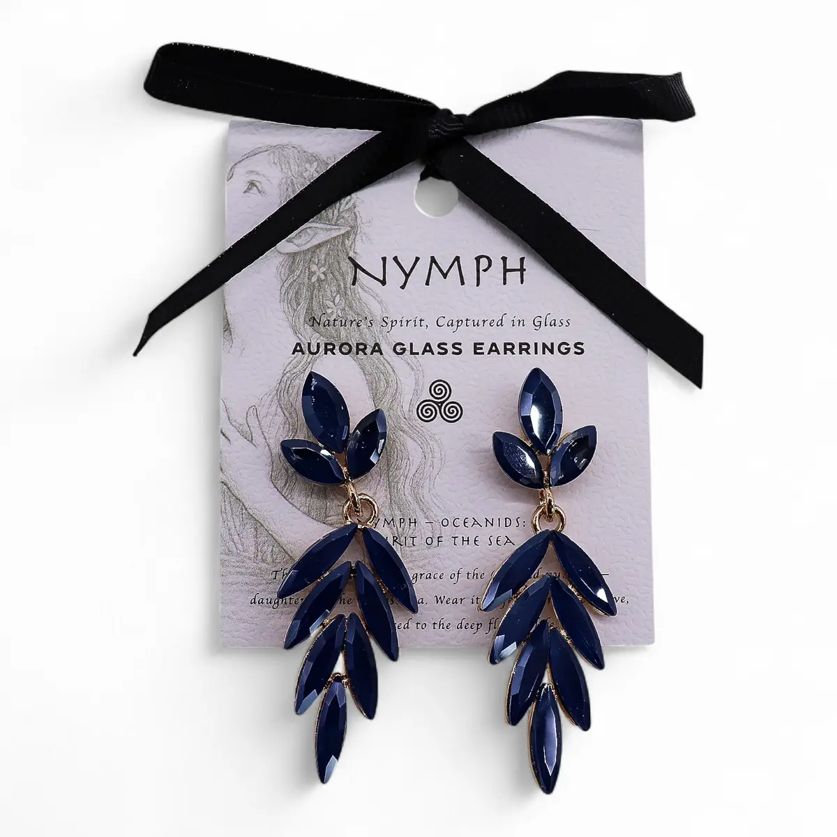 Royal Blue vintageglasörhängen med långa droppar - produktbild 3