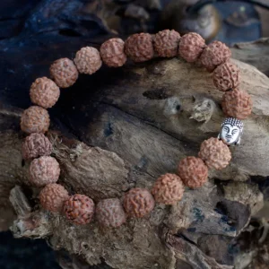 Rudraksha-armband med Buddah-hänge i naturligt trä - produktbild 4