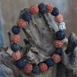 Rudraksha-armband med Buddha-hänge i mixade färger - produktbild 3