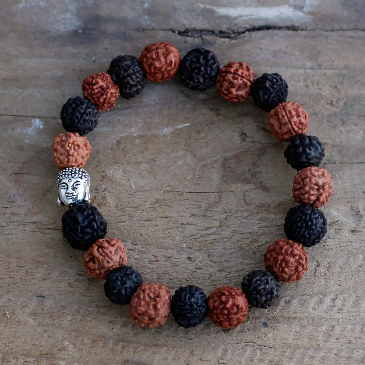 Rudraksha-armband med Buddha-hänge i mixade färger - produktbild 4