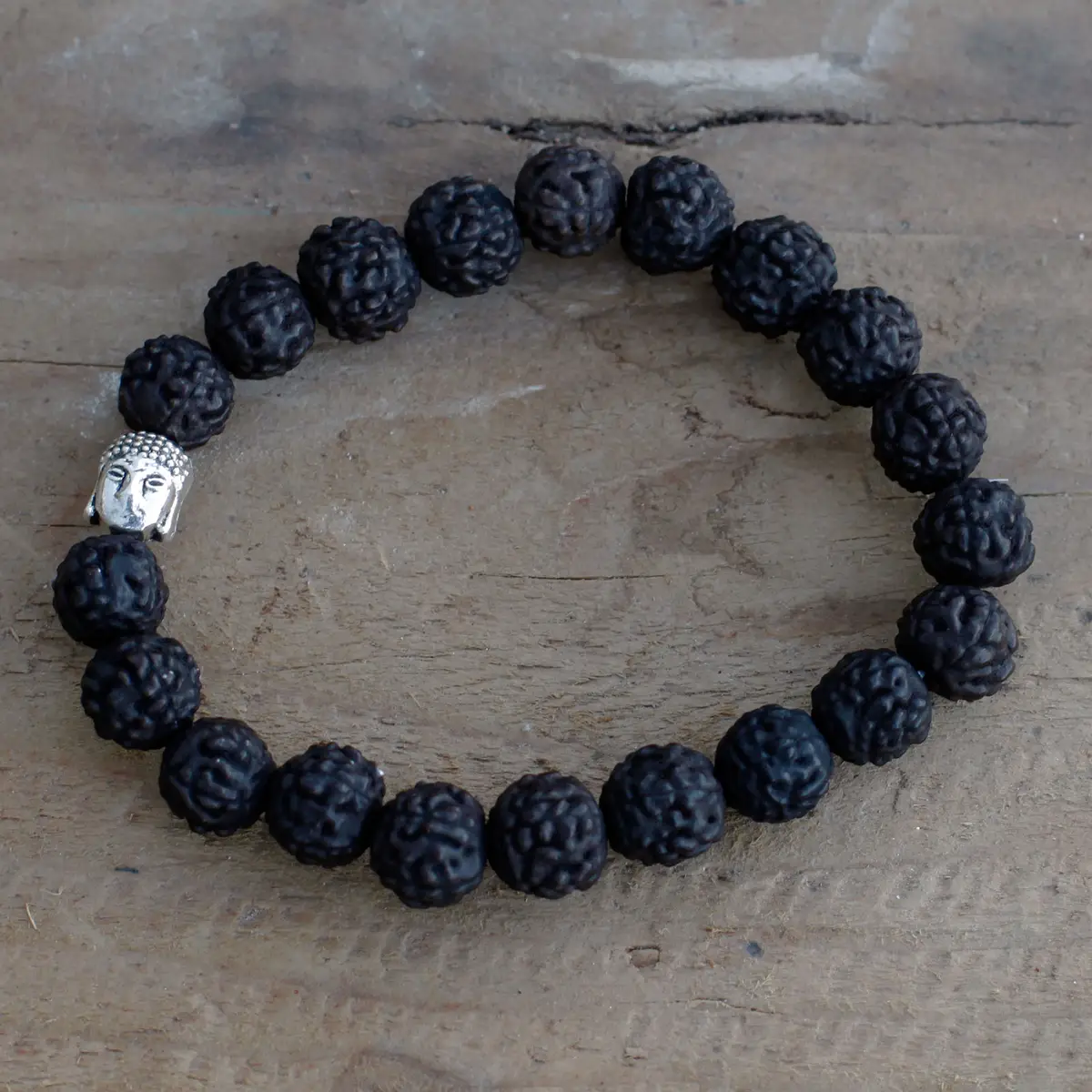 Rudraksha-armband med Buddha-hänge mörk - produktbild 2