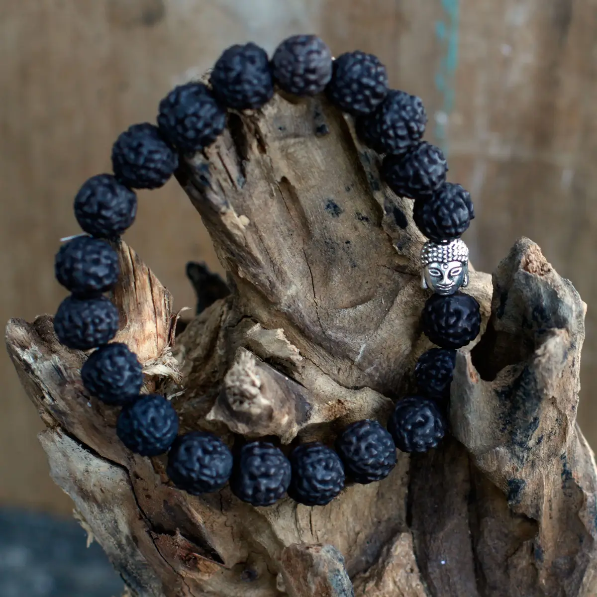 Rudraksha-armband med Buddha-hänge mörk - produktbild 5