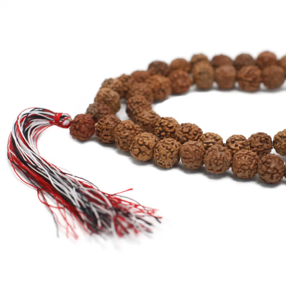 Rudraksha-mala med 108 pärlor i naturligt trä - produktbild 2