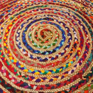 Rund matta i jute och återvunnen bomull 120 cm - produktbild 6