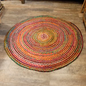 Rund matta i jute och återvunnen bomull 150 cm - produktbild 3