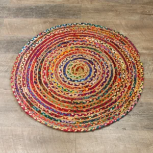 Rund matta i jute och återvunnen bomull 90 cm - produktbild 6