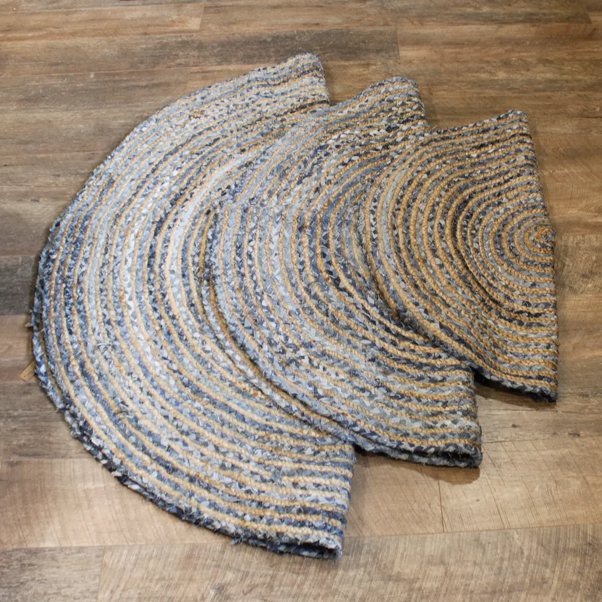 Rund matta i jute och återvunnen denim, 150 cm - produktbild 3